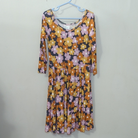 Vivie & Ash Other - Vivie & Ash Floral Maxi Dress Black Pink + Yellow Long Sleeve Girls Size 8